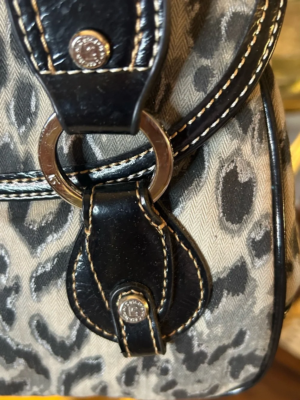 Y2K Liz Claiborne Black and Gray Animal Shoulder Bag with Buckle Mobwife McBling